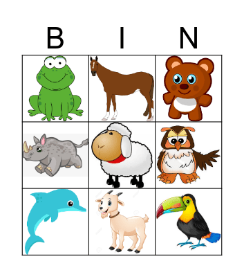 Animals Bingo Card