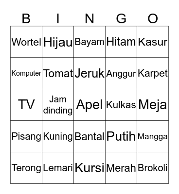 Bingo Bersama Bunda Bingo Card