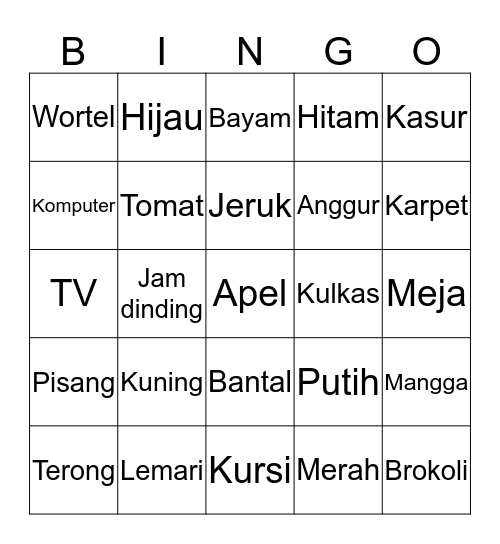 Bingo Bersama Bunda Bingo Card