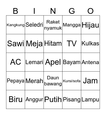 Dongo Bingo Card