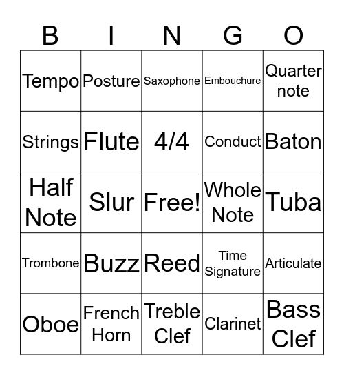 Band Bingo Card