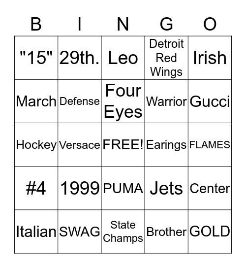 Leonard is Turning 15!! Bingo Card