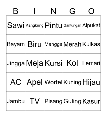 Anak Bunda Bingo Card