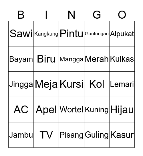 Anak Bunda Bingo Card