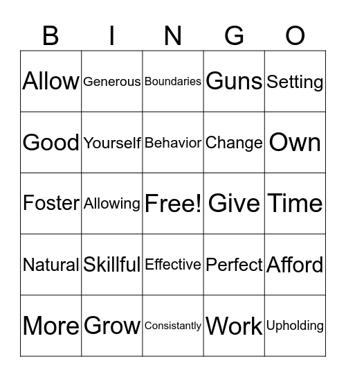 Boundaries Bingo  Bingo Card