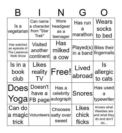 Staff Bingo - Say Hello Week Bingo Card