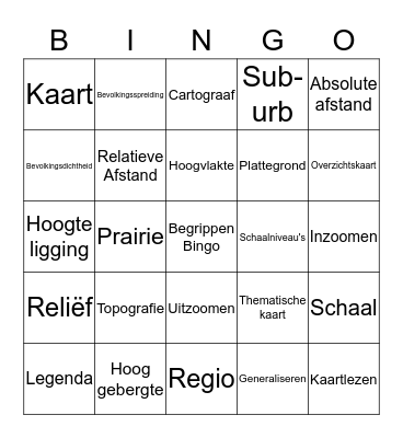 Begrippenbingo Hst 1 Par 1-3 Bingo Card