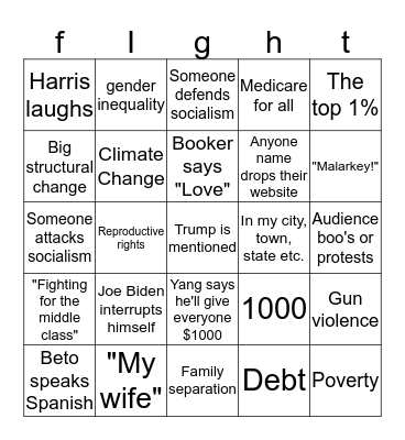 September 12th 2019 Bingo Card