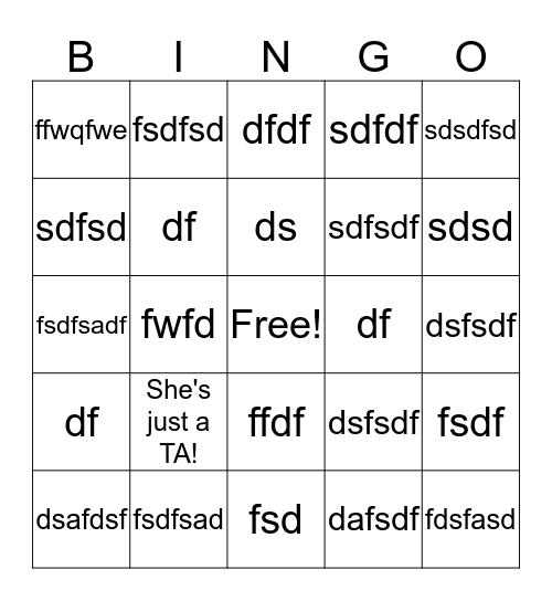 Passive Aggressive Bingo Card