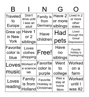 GROUP BINGO 9/13/19 Bingo Card