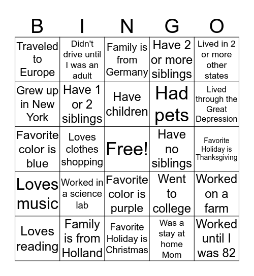 GROUP BINGO 9/13/19 Bingo Card