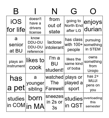AACF Bingo! Bingo Card