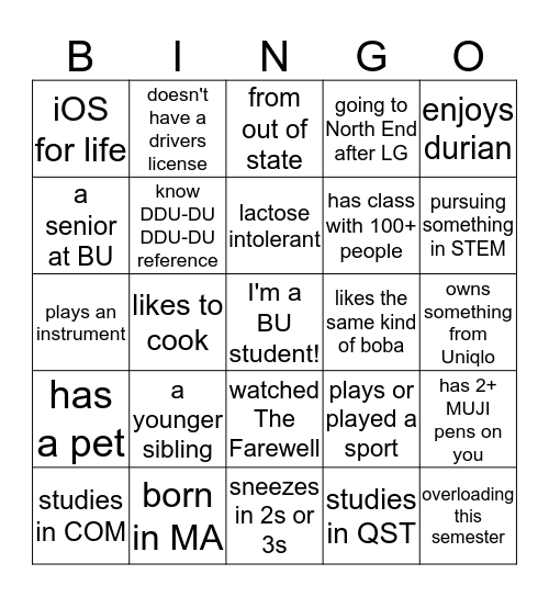 AACF Bingo! Bingo Card