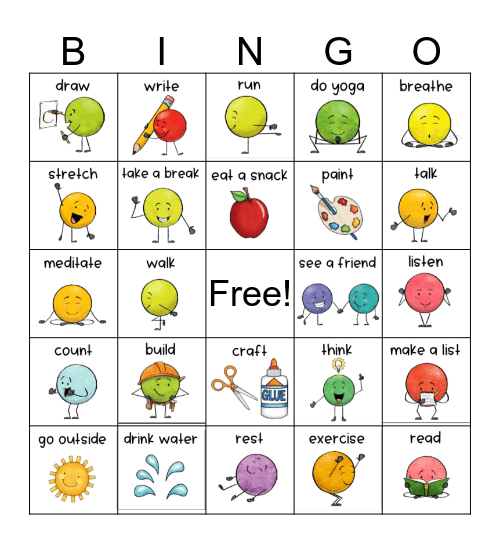 Calming Strategies Bingo Card