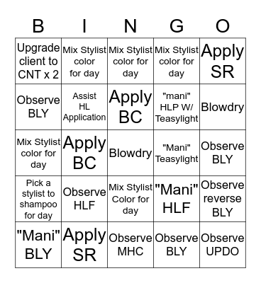 ...Assistant Bingo... Bingo Card