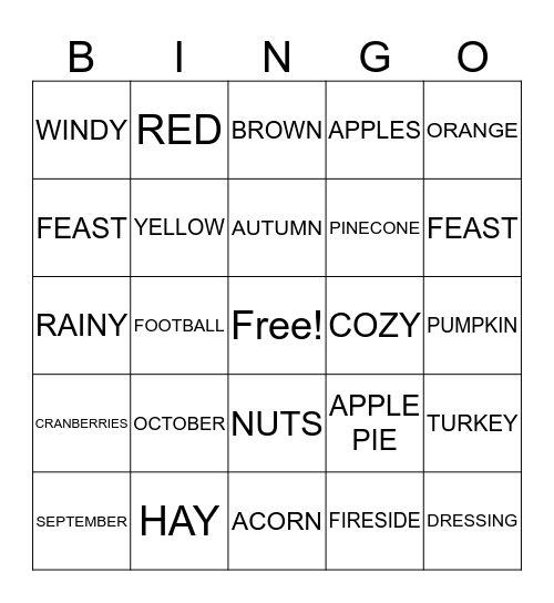 FALL BINGO Card