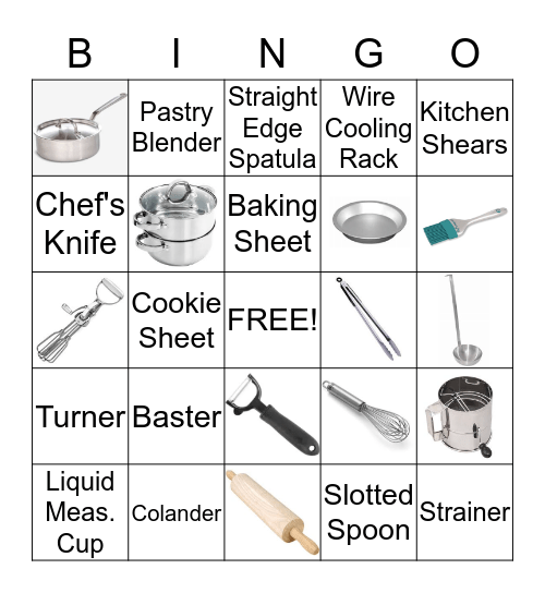 Kitchen Equipment Bingo Card