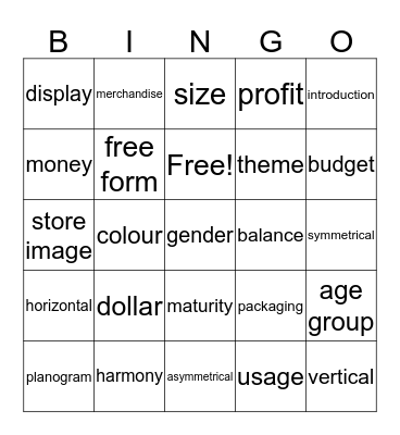 Unit 3 - Display Merchandise Bingo Card