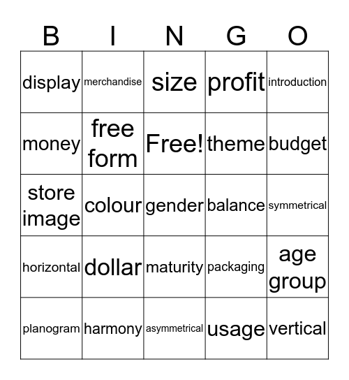 Unit 3 - Display Merchandise Bingo Card