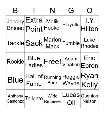 Blue Ladies Bingo Card