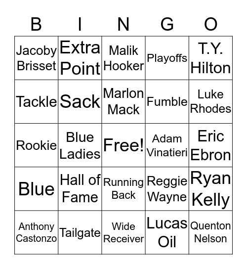Blue Ladies Bingo Card