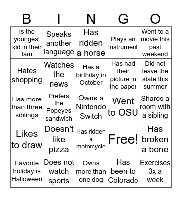 Find Someone Who... Bingo Card