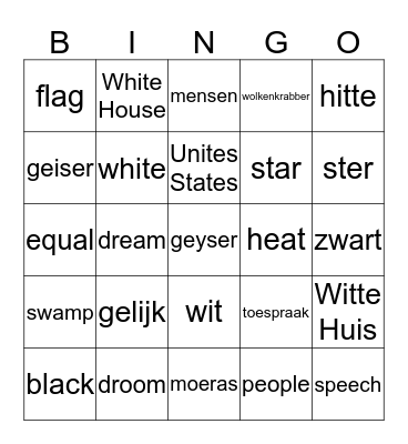 Alles in 1: Engels week 1 Bingo Card