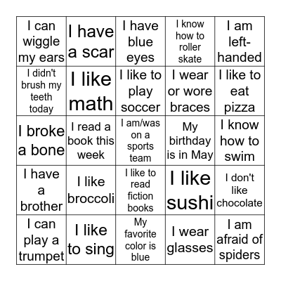 We are Similar.  We are Different Bingo Card