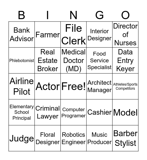 Career  Bingo Card