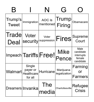 Debate Bingo Card