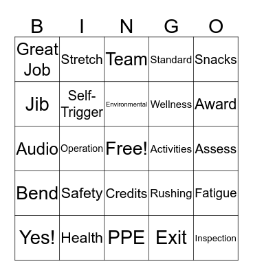 EHS Bingo Card