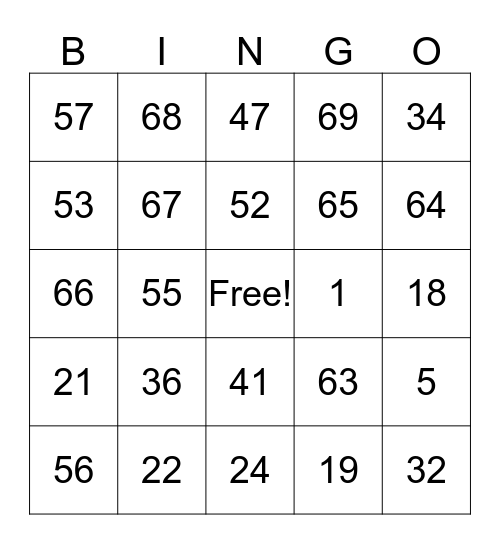 Candy Bingo Card