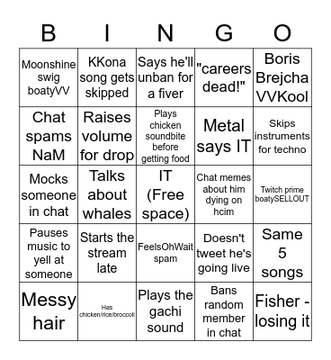 B0aty Bingo Card