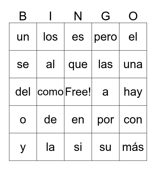 Burbuja Palabras  Bingo Card