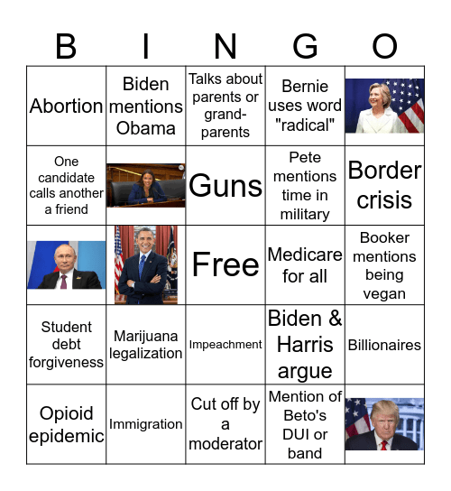 ReSisters Democratic Debate Bingo Card