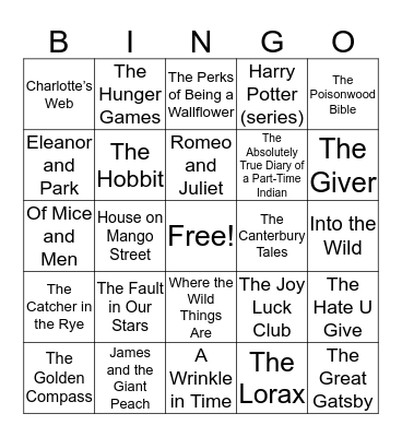 Banned Book Bingo Card