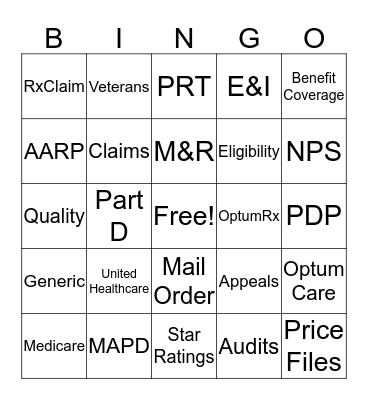 Pharmacy Picnic 2019 Bingo Card