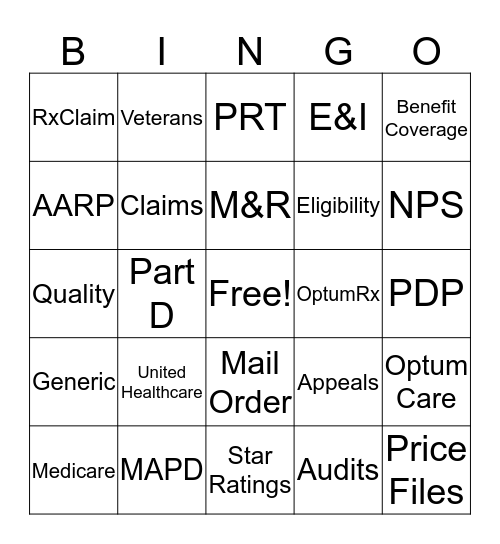 Pharmacy Picnic 2019 Bingo Card