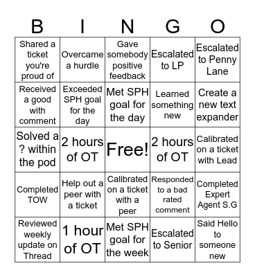 Team Eleni Bingo Card
