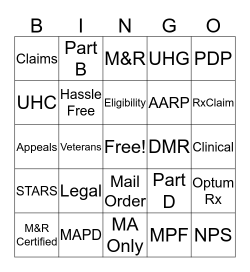 Pharmacy Picnic 2019 Bingo Card