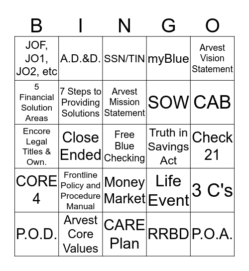 RRBD BINGO Card