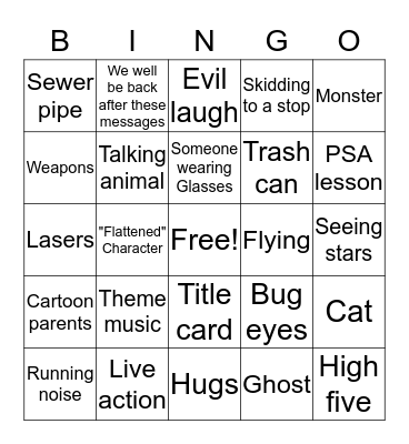 Cartoon bingo  Bingo Card