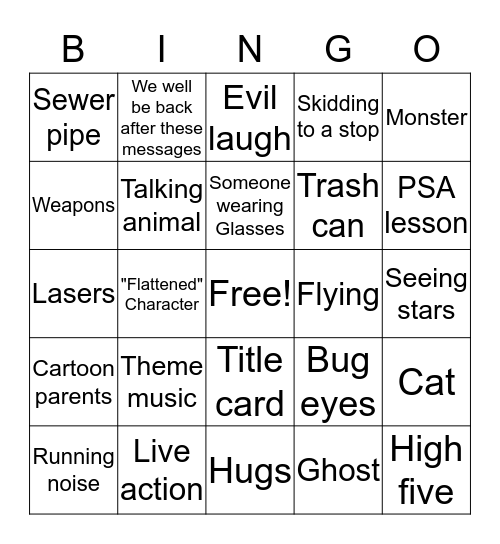 Cartoon bingo  Bingo Card