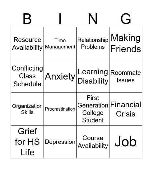 Osprey Challenges Bingo Card