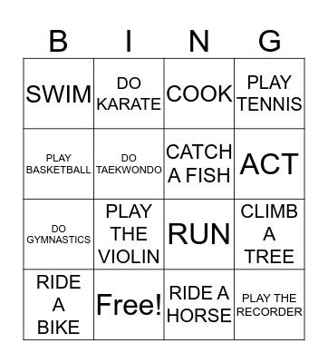 TALENTS AND ABILITIES Bingo Card