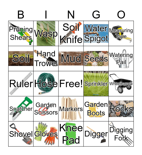 Garden Safety Bingo Card