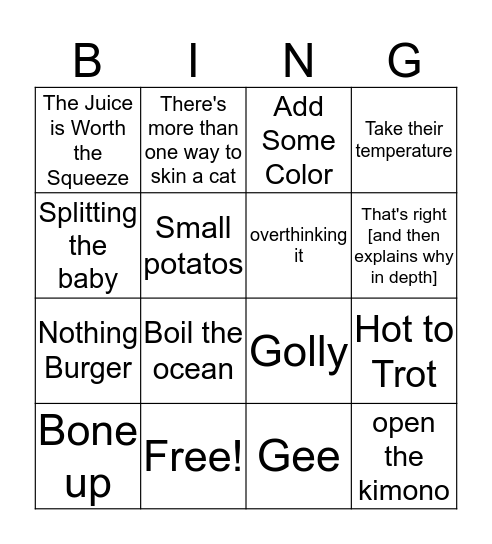 Hank Bingo Card