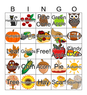Fall Bingo Card