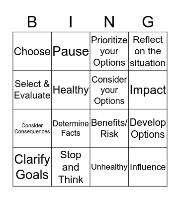 Unit 2 Bingo Card