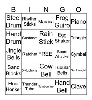 Intrument Bingo Card